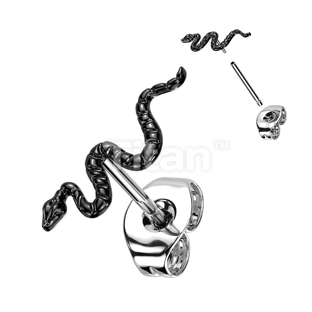 1pc Implant Grade Titanium Threadless Push In Snake Top Earring Stud - Image 3