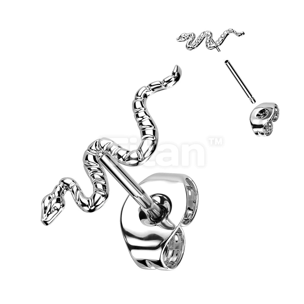 1pc Implant Grade Titanium Threadless Push In Snake Top Earring Stud - Image 4