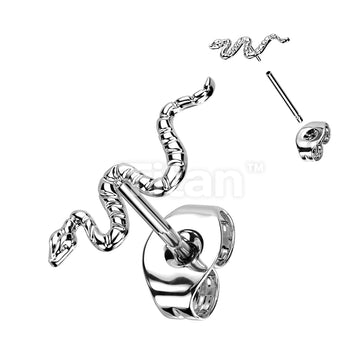 1pc Implant Grade Titanium Threadless Push In Snake Top Earring Stud - Image 4