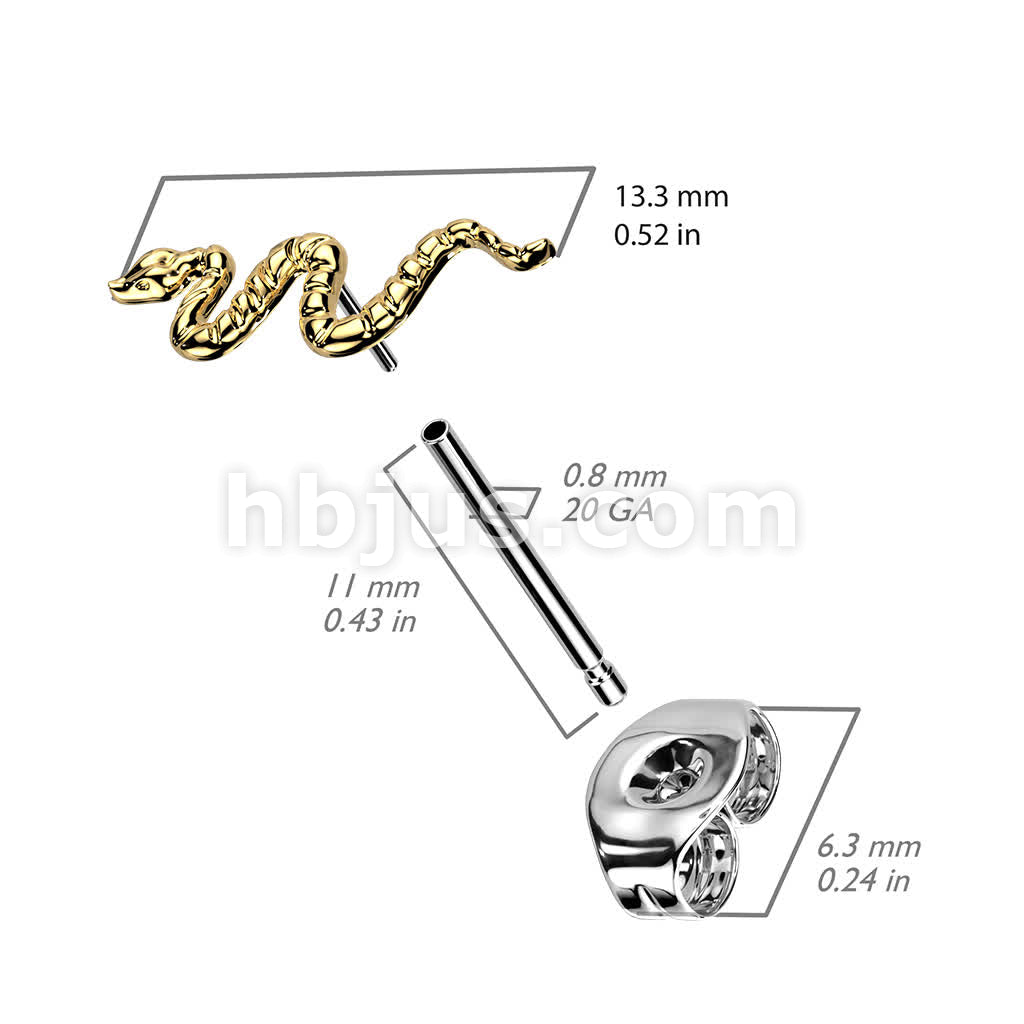 1pc Implant Grade Titanium Threadless Push In Snake Top Earring Stud - Image 5