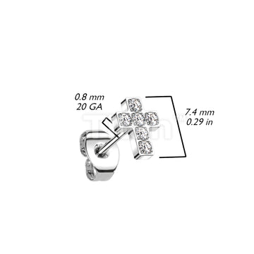1pc Implant Grade Titanium Threadless Push in Earring Stud With 6 CNC Set CZ Cross Top - Image 4