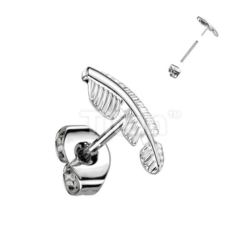 1pc Implant Grade Titanium Threadless Push in Leaf Top Earring Stud - Image 3