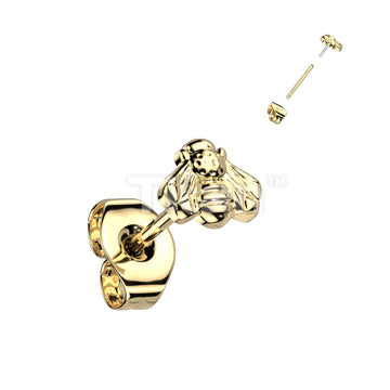 1pc Implant Grade Titanium Threadless Push in Bee Top Earring Stud - Image 2