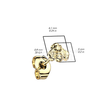 1pc Implant Grade Titanium Threadless Push in Bee Top Earring Stud - Image 4