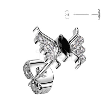 1pc Implant Grade Titanium Threadless Push In Earring Stud With CZ Butterfly Top - Image 3