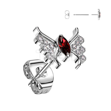 1pc Implant Grade Titanium Threadless Push In Earring Stud With CZ Butterfly Top - Image 4