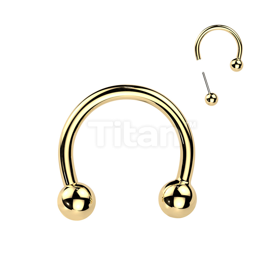 Titanium Threadless Push In Horseshoe With One Fixed Ball - Image 2