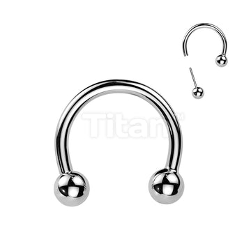 Titanium Threadless Push In Horseshoe With One Fixed Ball - Image 3
