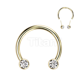 Implant Grade Titanium Threadless Horseshoe With Forward Facing Bezel Set CZ Ends - Image 4