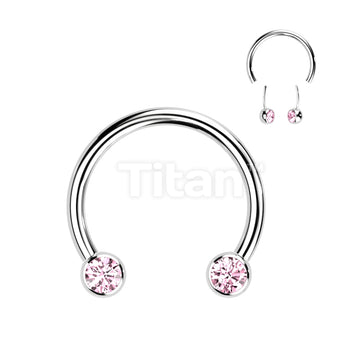 Implant Grade Titanium Threadless Horseshoe With Forward Facing Bezel Set CZ Ends - Image 5