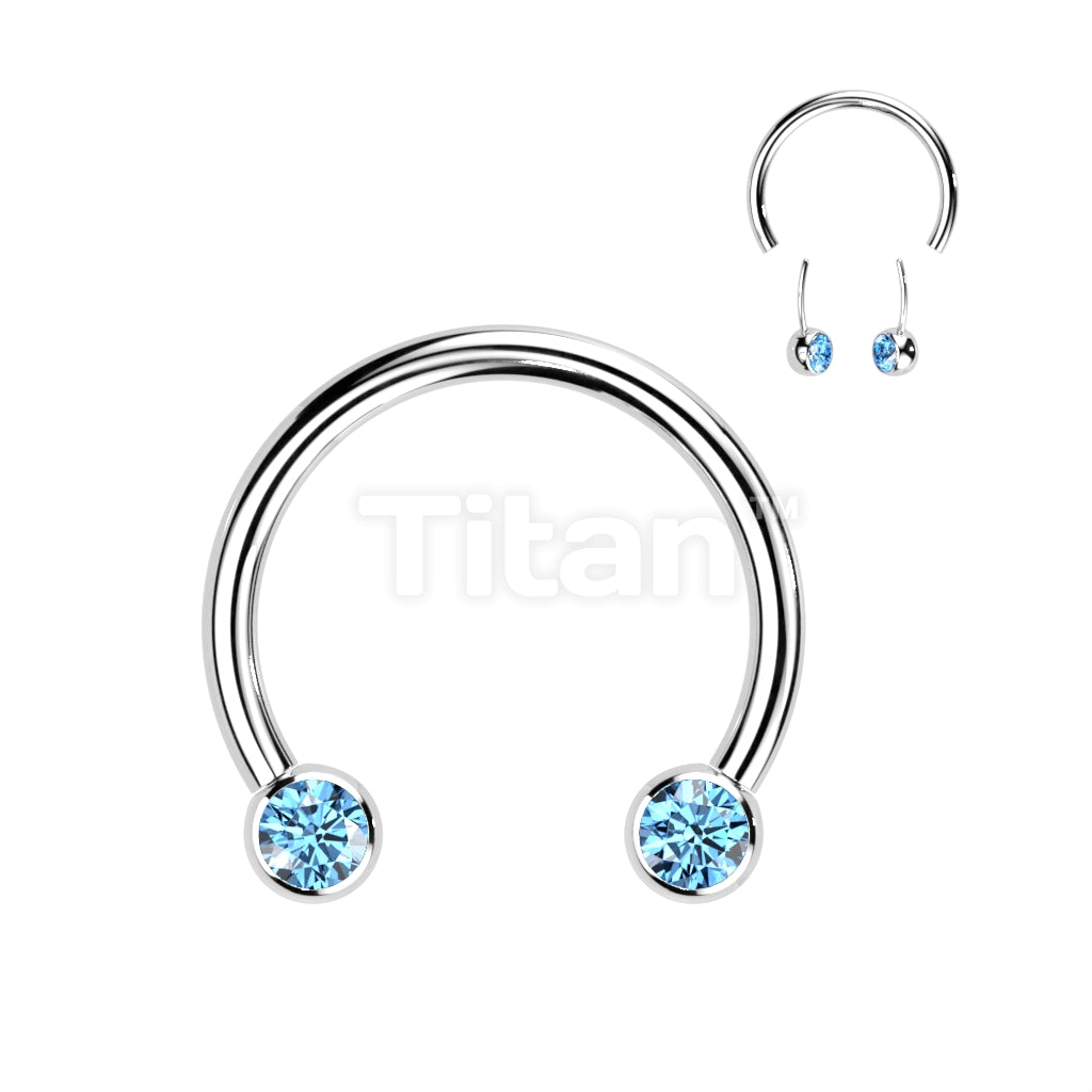 Implant Grade Titanium Threadless Horseshoe With Forward Facing Bezel Set CZ Ends - Image 6