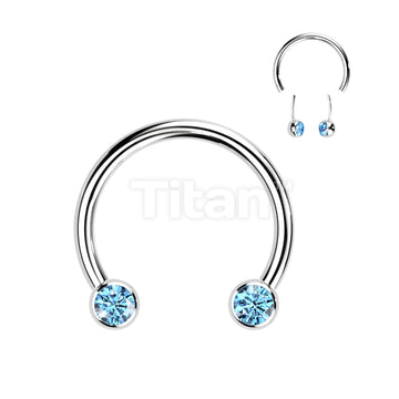 Implant Grade Titanium Threadless Horseshoe With Forward Facing Bezel Set CZ Ends - Image 6