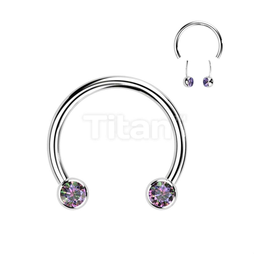 Implant Grade Titanium Threadless Horseshoe With Forward Facing Bezel Set CZ Ends - Image 7