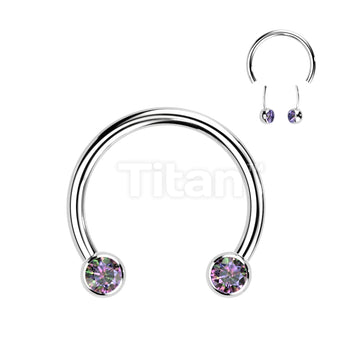 Implant Grade Titanium Threadless Horseshoe With Forward Facing Bezel Set CZ Ends - Image 7