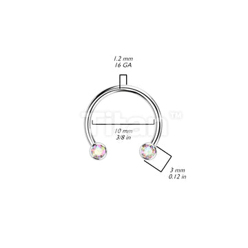 Implant Grade Titanium Threadless Horseshoe With Forward Facing Bezel Set CZ Ends - Image 8