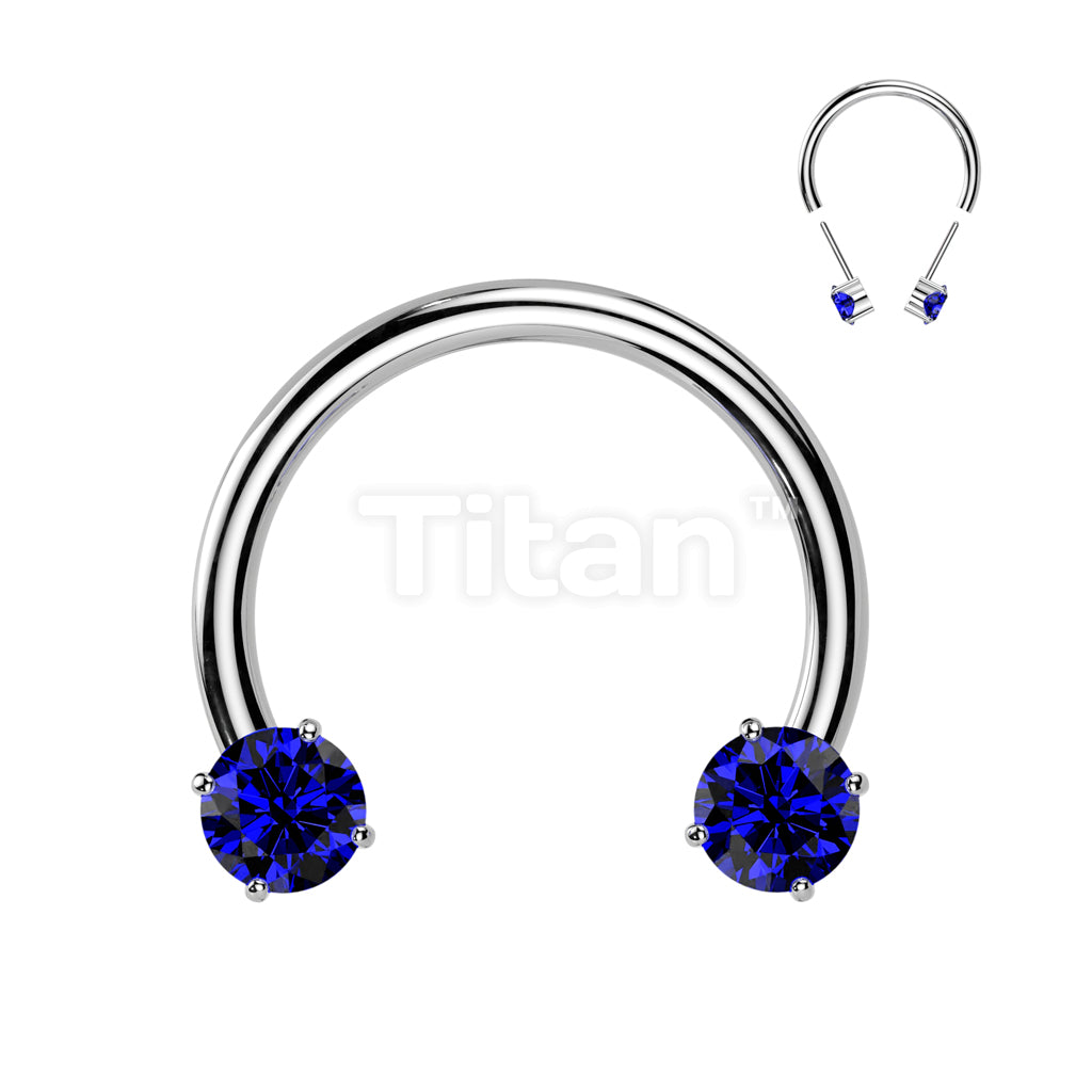 Implant Grade Titanium Threadless Forward Facing Push In Prong Set CZ Horseshoe - Image 3