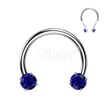Implant Grade Titanium Threadless Forward Facing Push In Prong Set CZ Horseshoe - Image 3
