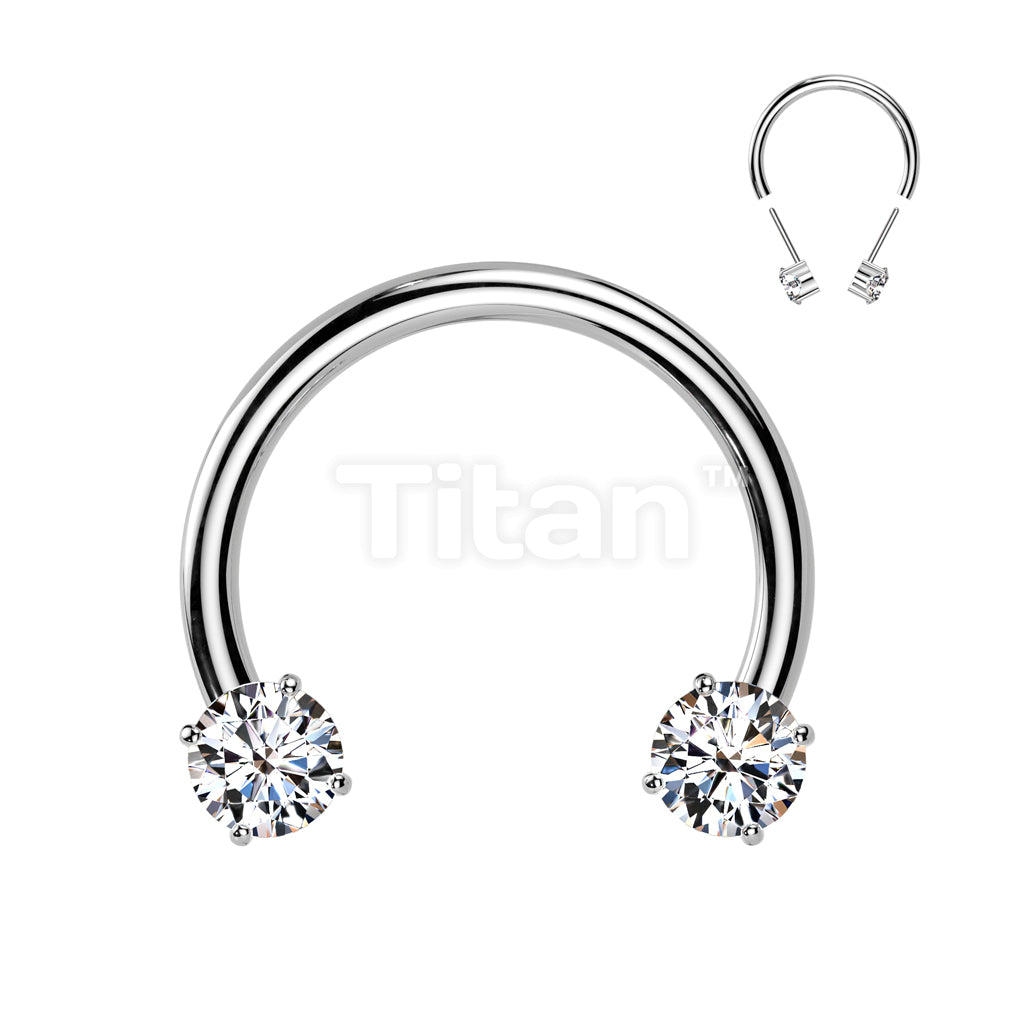 Implant Grade Titanium Threadless Forward Facing Push In Prong Set CZ Horseshoe - Image 4