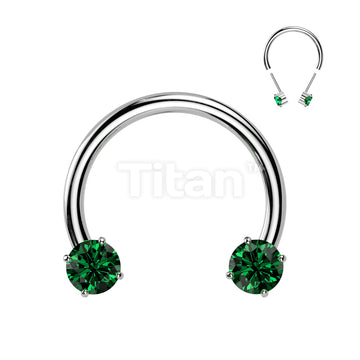 Implant Grade Titanium Threadless Forward Facing Push In Prong Set CZ Horseshoe - Image 5