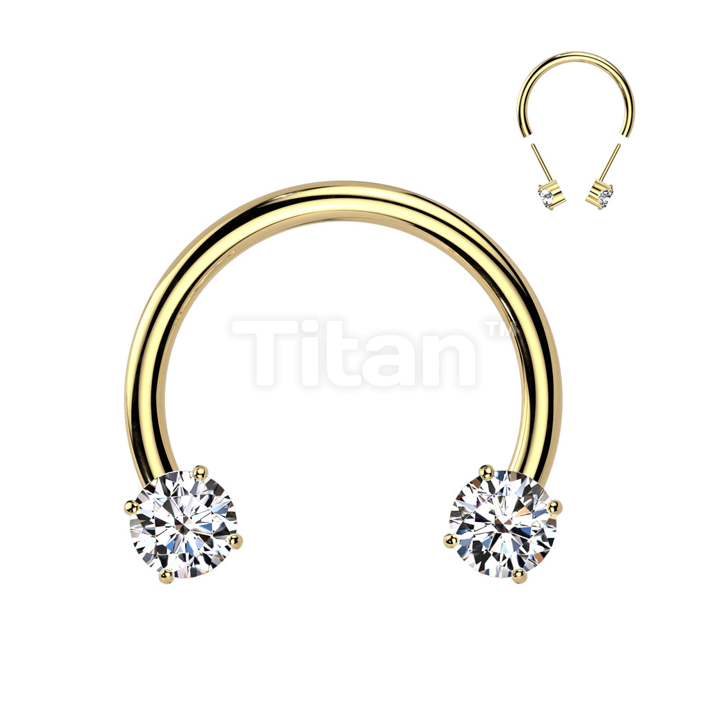Implant Grade Titanium Threadless Forward Facing Push In Prong Set CZ Horseshoe - Image 6