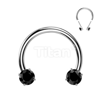 Implant Grade Titanium Threadless Forward Facing Push In Prong Set CZ Horseshoe - Image 7