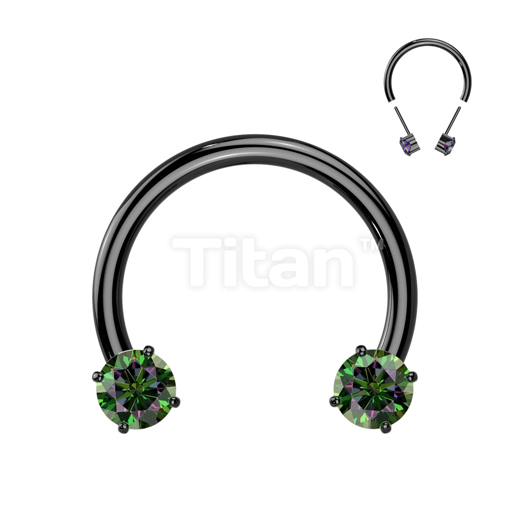 Implant Grade Titanium Threadless Forward Facing Push In Prong Set CZ Horseshoe - Image 8