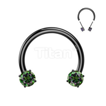 Implant Grade Titanium Threadless Forward Facing Push In Prong Set CZ Horseshoe - Image 8