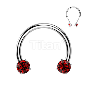 Implant Grade Titanium Threadless Forward Facing Push In Prong Set CZ Horseshoe - Image 9