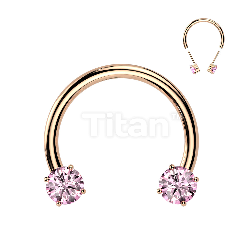 Implant Grade Titanium Threadless Forward Facing Push In Prong Set CZ Horseshoe - Image 10