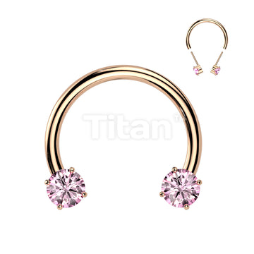 Implant Grade Titanium Threadless Forward Facing Push In Prong Set CZ Horseshoe - Image 10