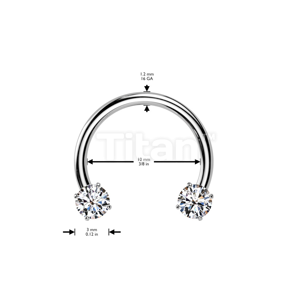 Implant Grade Titanium Threadless Forward Facing Push In Prong Set CZ Horseshoe - Image 11