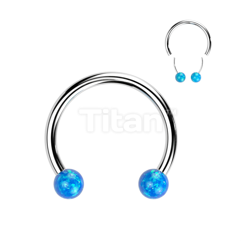 Implant Grade Titanium Threadless Horseshoe With Opal Ball Ends - Image 2