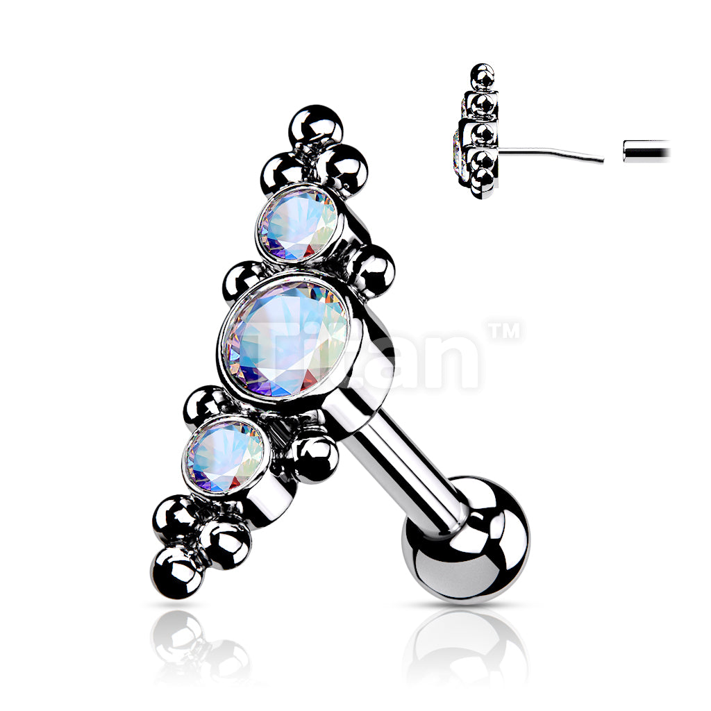 Implant Grade Titanium Threadless Push In Cartilage Barbell With 3... - Image 3