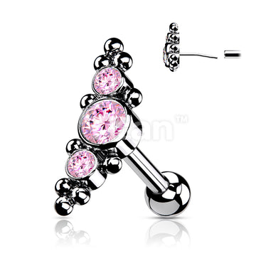 Implant Grade Titanium Threadless Push In Cartilage Barbell With 3... - Image 5