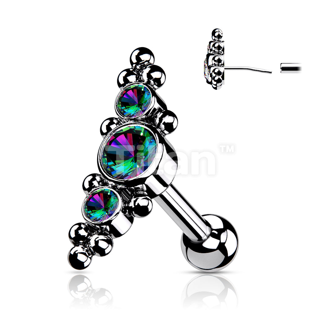 Implant Grade Titanium Threadless Push In Cartilage Barbell With 3... - Image 6