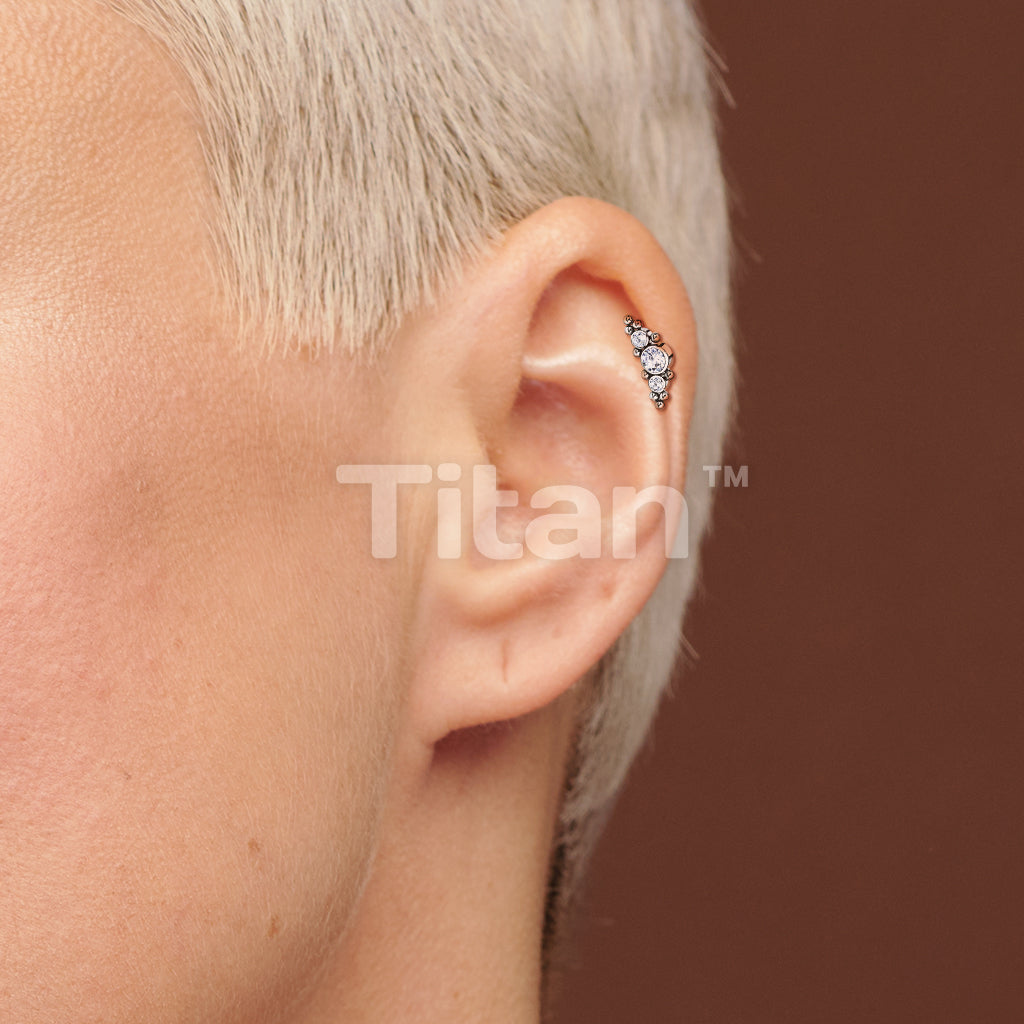 Implant Grade Titanium Threadless Push In Cartilage Barbell With 3... - Image 9