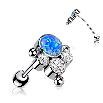 Implant Grade Titanium Threadless Push In Cartilage Barbell With Bezel... - Image 3