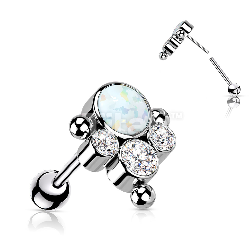 Implant Grade Titanium Threadless Push In Cartilage Barbell With Bezel... - Image 4