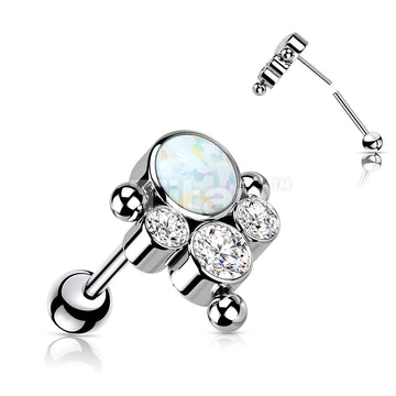 Implant Grade Titanium Threadless Push In Cartilage Barbell With Bezel... - Image 4