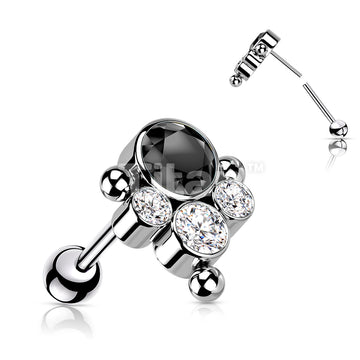 Implant Grade Titanium Threadless Push In Cartilage Barbell With Bezel... - Image 7