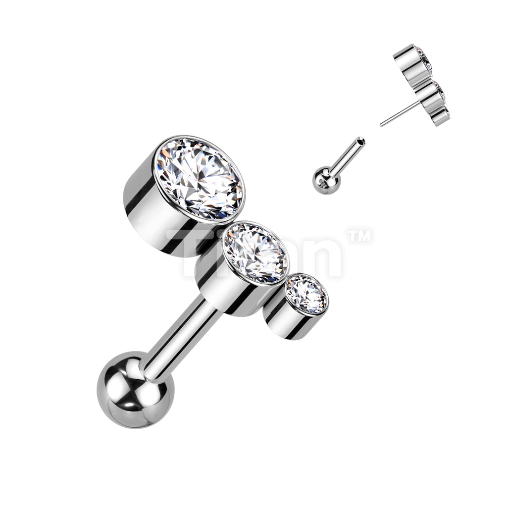 Implant Grade Titanium Threadless Push In Cartilage Barbell With... - Image 2