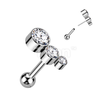 Implant Grade Titanium Threadless Push In Cartilage Barbell With... - Image 2