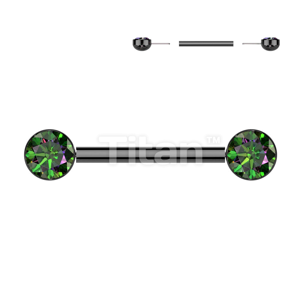 Implant Grade Titanium Threadless Push In Nipple Barbell With Bezel Set CZ Ends - Image 5