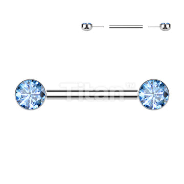 Implant Grade Titanium Threadless Push In Nipple Barbell With Bezel Set CZ Ends - Image 7