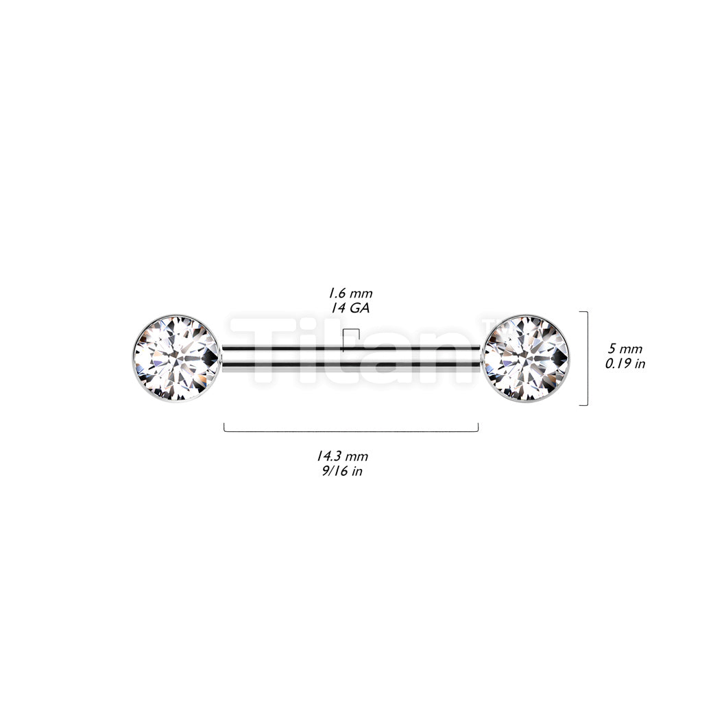 Implant Grade Titanium Threadless Push In Nipple Barbell With Bezel Set CZ Ends - Image 9