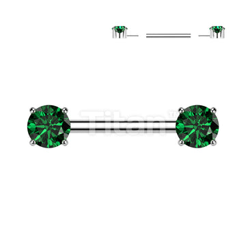 Implant Grade Titanium Threadless Push In Nipple Barbell With Prong Set CZ Ends - Image 5