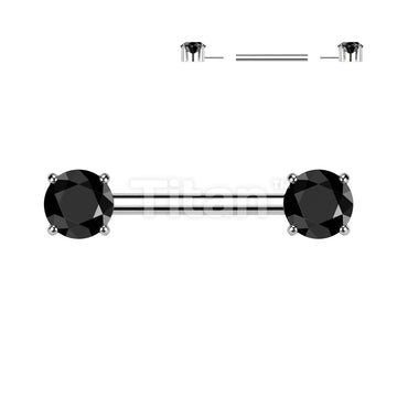 Implant Grade Titanium Threadless Push In Nipple Barbell With Prong Set CZ Ends - Image 7