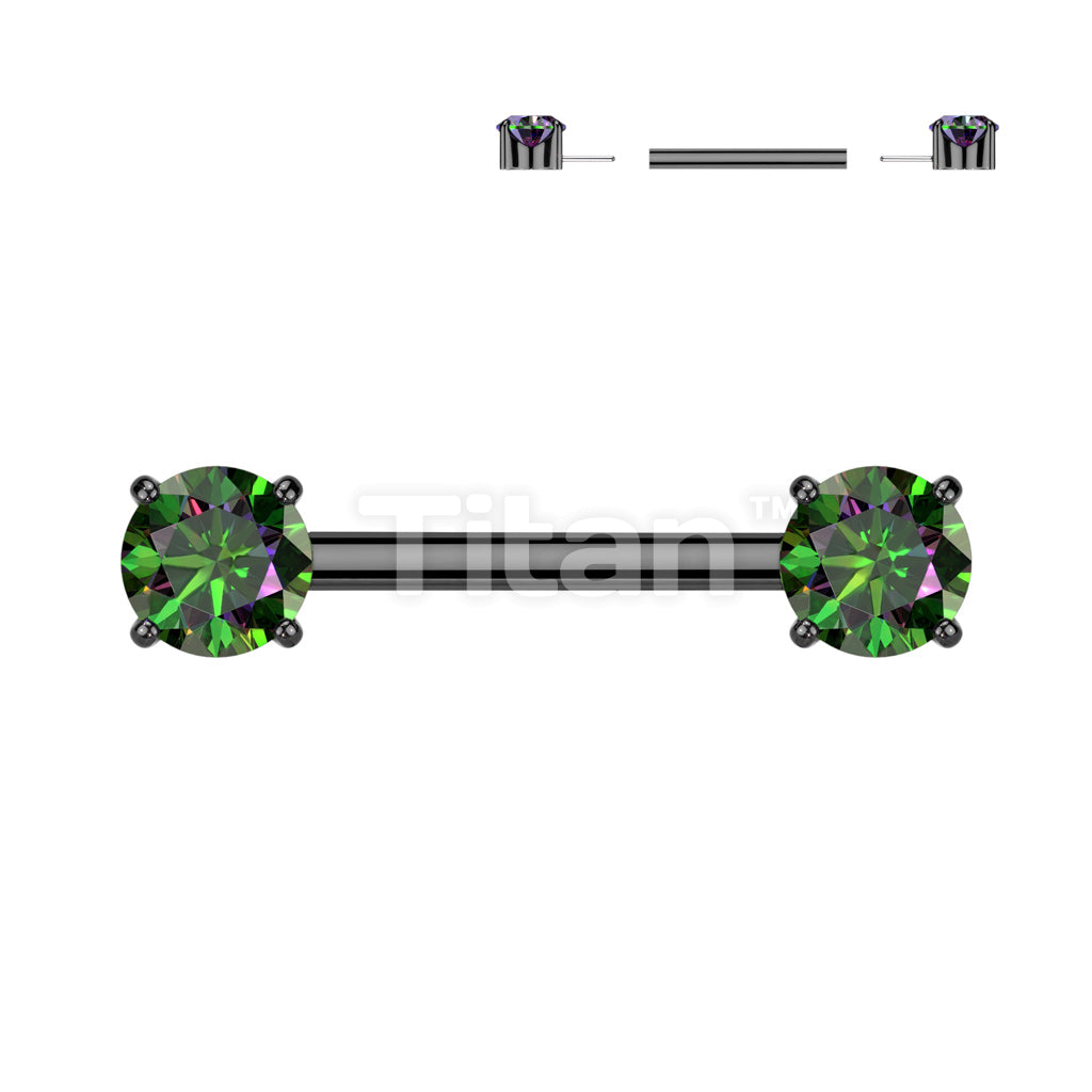 Implant Grade Titanium Threadless Push In Nipple Barbell With Prong Set CZ Ends - Image 8