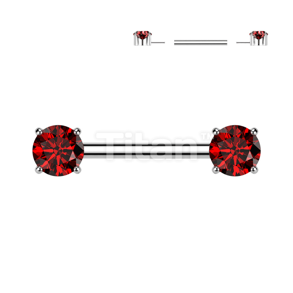 Implant Grade Titanium Threadless Push In Nipple Barbell With Prong Set CZ Ends - Image 9
