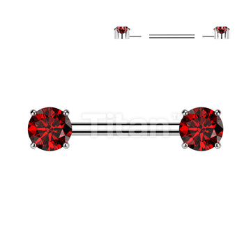 Implant Grade Titanium Threadless Push In Nipple Barbell With Prong Set CZ Ends - Image 9